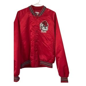 Chalk Line Red Georgia Bulldogs Satin Bomber Jacket Mens Large Bulldog‎ Patch